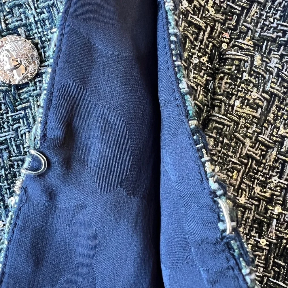 *FIRM PRICE* Tweed Sequin Embellished Gold, Black, and Cream Blazer